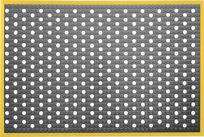 ESD Anti-Fatigue Floor Mat with Holes & 2,5 cm Yellow Bevel | Infinity Deluxe ESD | Black | 90 x 120 cm